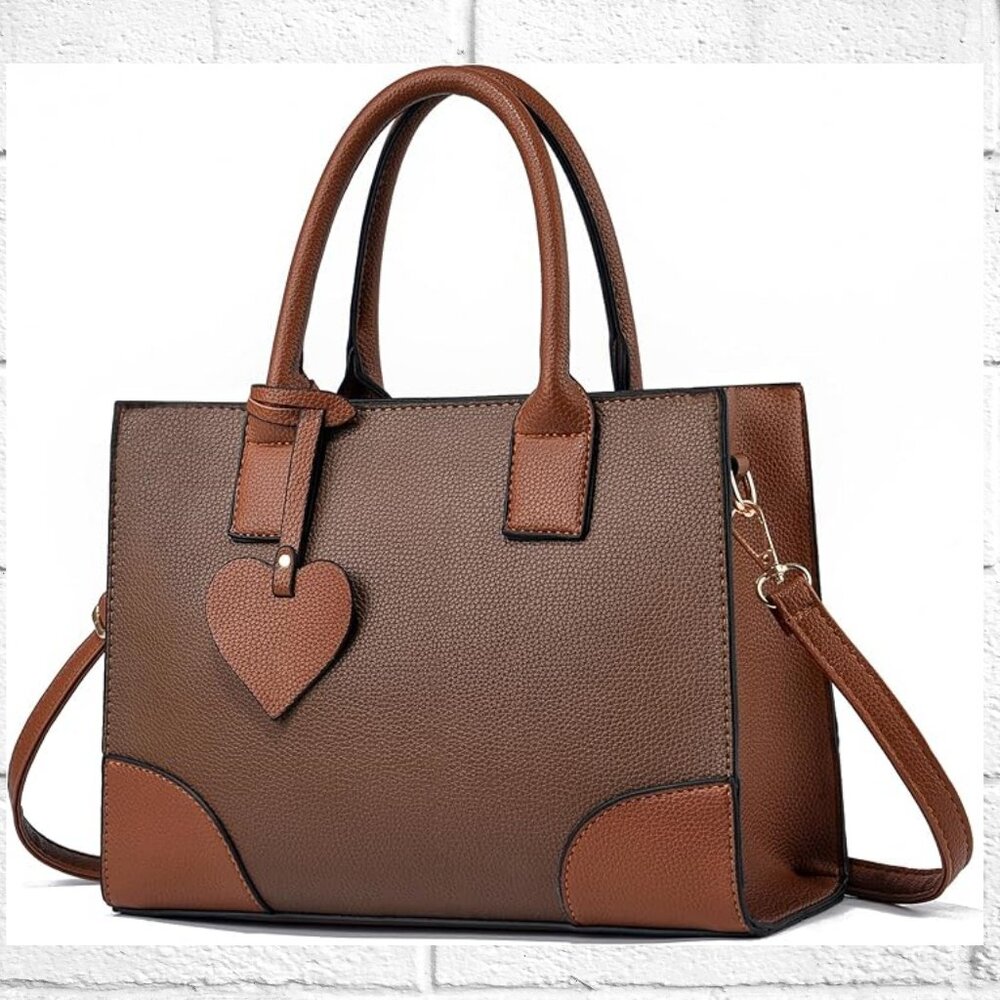 NWOT! Brown Faux Leather Purse Tote Shoulder Crossbody Bag w/Detachable Strap
